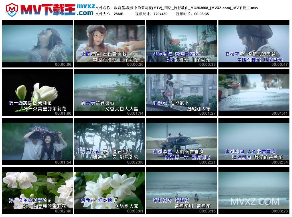 欧莉莲-我梦中的茉莉花(MTV)_国语_流行歌曲_MC203608